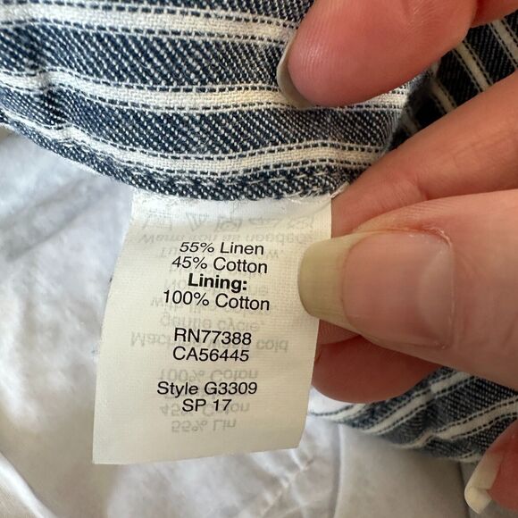 Madewell Jean Blue Off White Striped High Waist Patch Pockets Lace-Up Shorts 4 - Picture 10 of 15